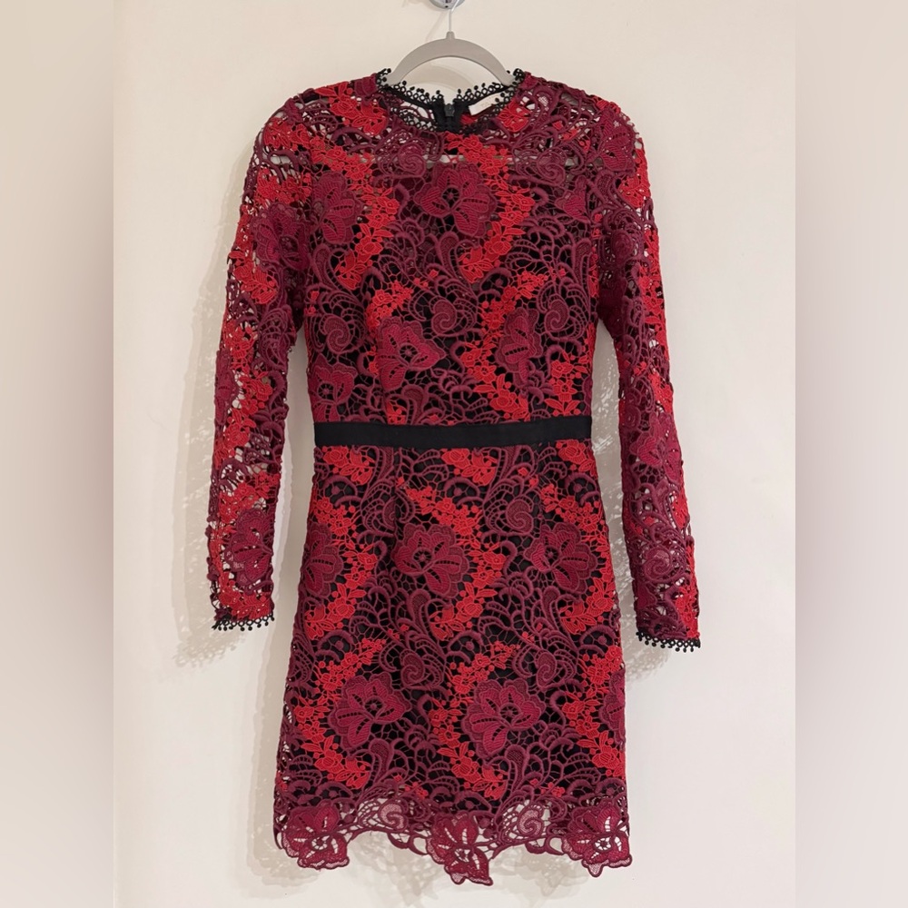 La Maison TALULAH Red and Black Long Sleeve Cocktail Dress